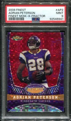 2008 Adrian Peterson Topps Finest Moments X-Fractor /50 #AP2 Vikings PSA 9 - Image 1 of 3