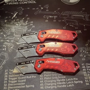 Husky Folding Utility Knife Aluminum Handle with Rapid Lock 3 Pack Used - Picture 1 of 3