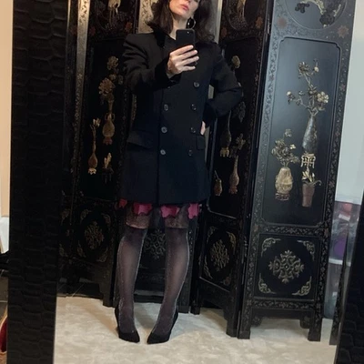 Ralph Lauren Vintage Black Pea Coat Velvet Wool Trim Size 8 Made In USA - Image 1 of 4