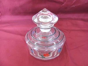 ANTIQE ART DECO HAND PAINTED GLASS BOTTLE WITH STOPPER - Picture 1 of 8