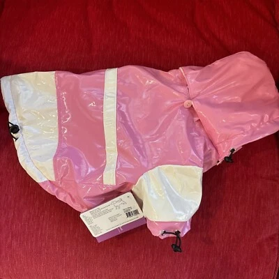 Impermeable ajustable impermeable de PVC bicolor para mascotas rosa talla mediana Foto 1 de 4