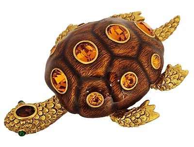 Joan Rivers черепаха эмаль брошь безель комплект стекла хрустальные камни 2 3/4" - Изображение 1 из 4