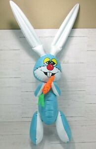 Vintage Blow Up Easter Bunny Rabbit Blue Carrot Spearhead 31" Inflatable Vinyl