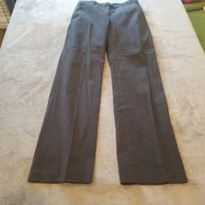 Calvin Klein Women Straight Mid-Rise Pants Extended Tab Zip Size 2 Striped Black - Picture 1 of 6