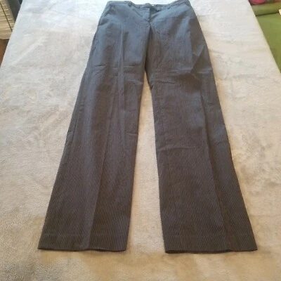 Pantalones rectos de tiro medio Calvin Klein para mujer lengüeta extendida cremallera talla 2 rayas negros Foto 1 de 4