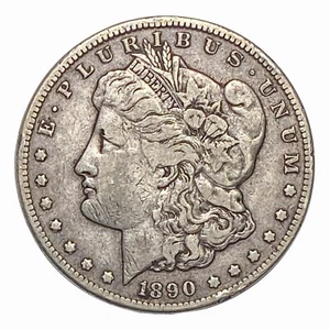 Moneda de dólar estadounidense Morgan de plata de $1 de 1890-CC bien circulada original fecha semi clave - Imagen 1 de 3