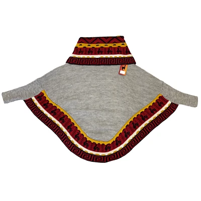 ANDEAN ALPACA HANDMADE WOMEN GRAY CAPE COAT PONCHO M - Image 1 of 4