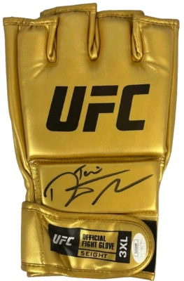 Dustin Poirier autographed inscribed gold glove UFC JSA COA The Diamond - Image 1 of 2