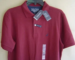 NWT NAUTICA M PERFORMANCE DECK SHIRT Royal Burgundy MESH POLO Classic Fit K73000 - Picture 1 of 4