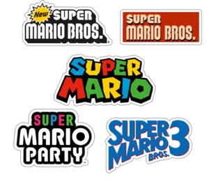 9x6cm 5pcs Mario Game Titles Vinyl Stickers Laptop Mobile Phone Books Waterproof - Picture 1 of 8