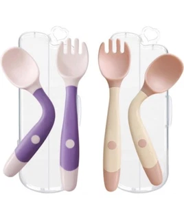 Toddler Utensils with travel case, Baby spoon and fork set for self-feeding Lear - Picture 1 of 6