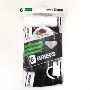 Fruit of the Loom Boys' Classic Briefs Size XS (4) Tag Free Black White Gray 6pk - Picture 1 of 6