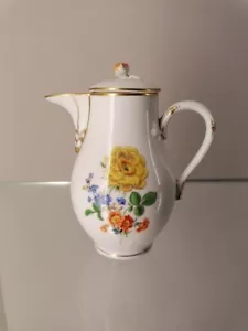 Jarra Meissen CACAO jarra pequeña con tapa flores forma rara - Imagen 1 de 21