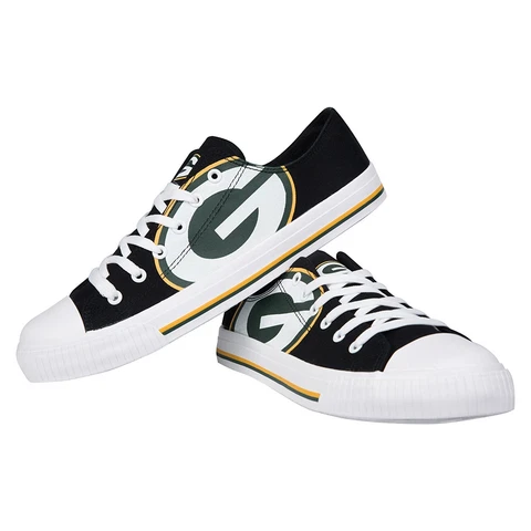 NFL Green Bay Packers Men's Big Logo Low Top Canvas Shoes Sneakers Cover