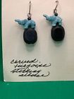 Earings with Carved Turquoise Elephants and Sterling Silver