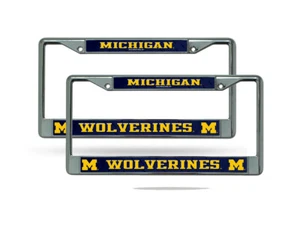 Michigan Wolverines Chrome Metal (Set of 2) License Plate Frame Set - Picture 1 of 6