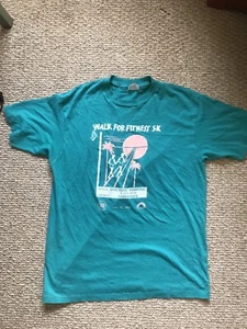 Vintage 1988 Road Race Walk Tshirt Coral Gables Art Deco Style Size XL Usa - Picture 1 of 5