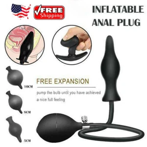INFLATABLE-RUBBER-ANAL-BUTT-PLUG-REALISTIC-DILDO-PUMP-MASTURBATION-ADULT-SEX-TOY - Picture 1 of 9