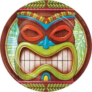 Tiki Time 7 Inch Paper Plates Bulk Pack Tableware Luau Hawaiian Party Supplies - Picture 1 of 2