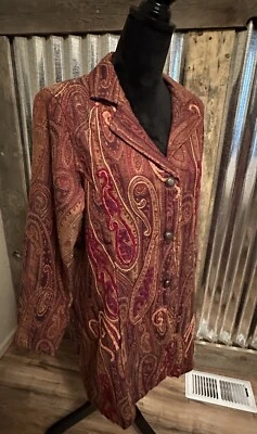 Coldwater Creek Medium Jacket Textured Paisley Floral Corduroy Corpcore Mature - Image 1 of 4