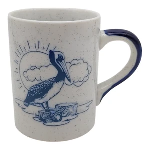 Otagiri Pelican Bird Tea Coffee Mug - 8oz Small vtg Blue Gray Embossed Japan - Picture 1 of 6