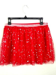 Girl's XL (14-16) Red Gold Mesh Tulle Skirt Dance Skirt Holiday Time Skirt - Picture 1 of 7