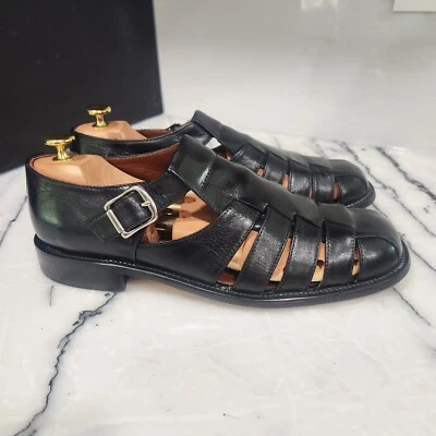 Bachrach Handmade Calfskin Monkstrap Dress Sandals In Black, Men's 9.5D - Image 1 of 4