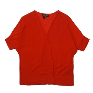 Ralph Lauren Womens Orange V-Neck Knitted Silk Cardigan Medium UK 12 - Picture 1 of 6