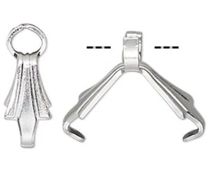 Bail, Ice Pick, 100 Silver Plated Brass Pendant 6.5x3mm Prong Bails 5mm Grip  - Picture 1 of 3