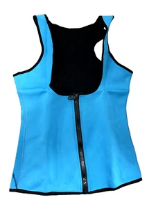 Women's Waist Trainer Vest Slim Blue Sauna Top Weight Loss Body Shaper Shirt M - Picture 1 of 5