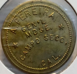 Campo Seco CA A. Pereira Gen'l Mdse. GF 12 1/2¢ Trade Token 26mm JRT 227 - Picture 1 of 2