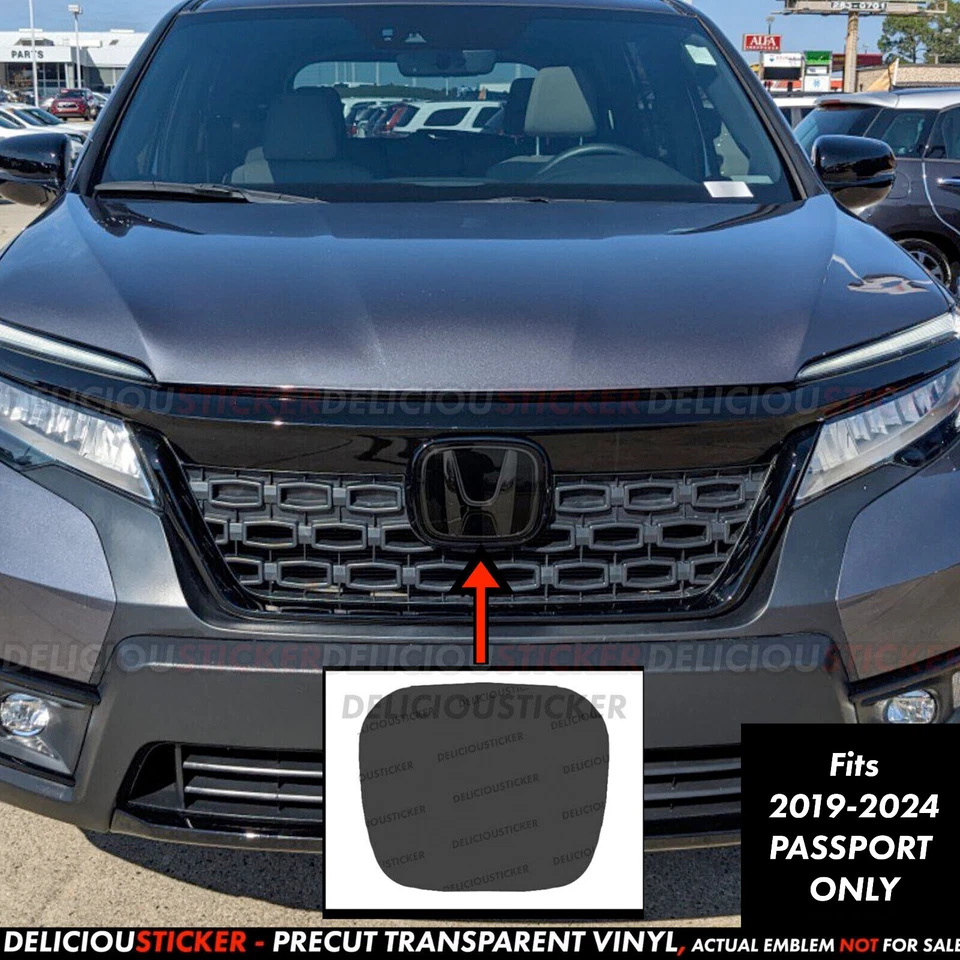 For 2019-2025 Honda Passport Front Tint Vinyl on Emblem PreCut Dark Smoke Decal - Image 1 of 4
