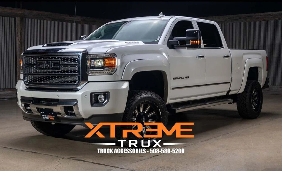 Juego de llamaradas de guardabarros extendidas negras lisas para GMC SIERRA 2500 3500 HD 2015-2019 Foto 1 de 4