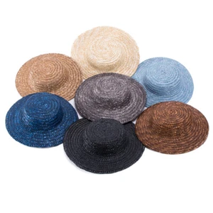 7.5" Pure Color Straw Stripe Mini Top Tilt Hat Craft Fascinator A224 - Bild 1 von 20
