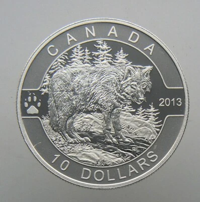 1/2 oz Silver 2013 Canada 10 Dollars O Canada - Wolf - Image 1 of 2