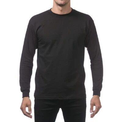 PROCLUB MENS HEAVYWEIGHT LONG SLEEVE T SHIRTS PRO CLUB CASUAL COTTON TEE SHIRT - Image 1 of 4