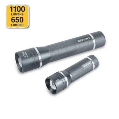 NUEVO Paquete de 2 linternas LED de aluminio de enfoque deslizante de 1100/650 lúmenes Defiant Foto 1 de 4