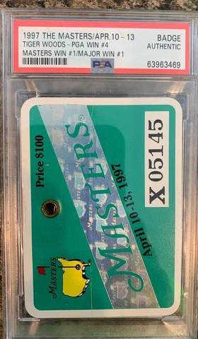 ๐ฅ1997 USED MASTERS GOLF BADGE~PSA~TICKET~TIGER WOODS~LOWEST PRICE๐ฅ Cover