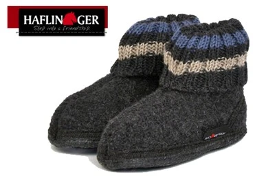Haflinger Hausschuhe Paul Graphit Damen Herren Grau Filz Hüttenschuhe 631051-77