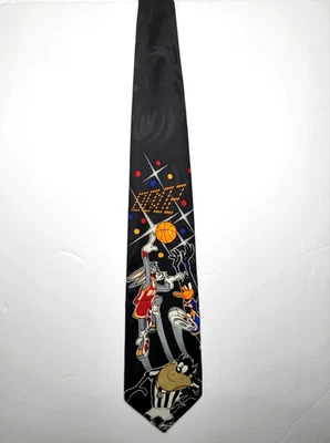 Винтажный мужской баскетбольный галстук Looney Tunes Bugs Taz Daffy Space Jam мультфильм 90-е - Изображение 1 из 4