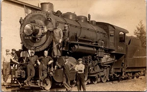 New York Central Locomotive 5878 Crew Portrait RPPC Early 1900s Railroad - Picture 1 of 2