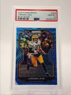 Jordan Love 2020 Panini Prizm Rookie Blue Wave Cracked RC/199 PSA 10 Q4042 Foto 1 de 2