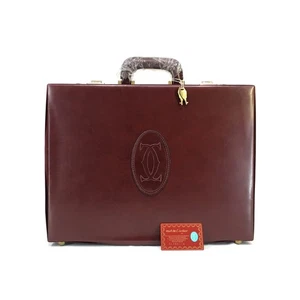 Auth Must Line Attache Case/Hard Brief Case E-00560/3N Red Leather - Picture 1 of 24