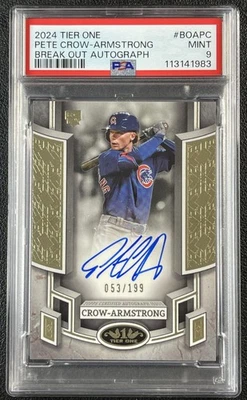 PETE CROW-ARMSTRONG PSA 9 2024 TOPPS TIER ONE ROOKIE BREAK OUT AUTO RC 53/199 - Image 1 of 2