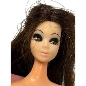 Vintage 1970s TOPPER DAWN Doll Long Brunette Long Lashes No Clothing Nude AS IS - Bild 1 von 10