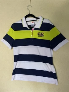 CANTERBURY Uglies Size 14 Lime Green/Navy/White Striped S/S Women’s Polo Jersey - Picture 1 of 6