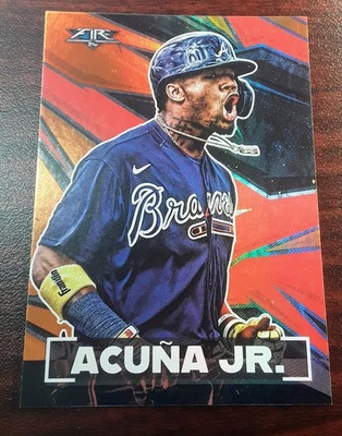 2021 Topps Fire #100 Ronald Acuña Jr. Orange #/299 - Image 1 of 2