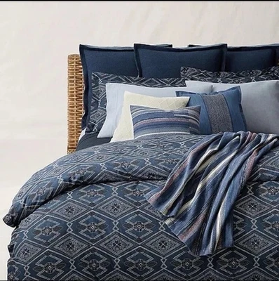 Funda nórdica Ralph Lauren Francois COMPLETA/QUEEN azul algodón geométrica nueva con etiquetas $375 Foto 1 de 4