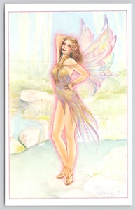 Postal Stream Fairy acuarela pintura por Jeff Willis 1993 Pinup Woman - Imagen 1 de 2