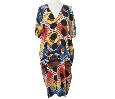 ZERO MARIA CORNEJO tribal точка печати шелковый кафтан платье sz 8 - Изображение 1 из 4